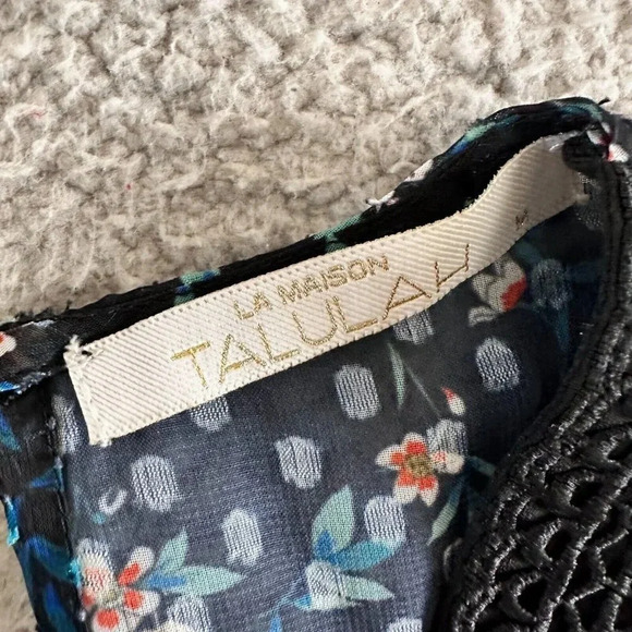 La Maison Talulah Dress Womens Medium Tiered Swiss Dot Ruffle Sheer Lace Aplique - Picture 6 of 16